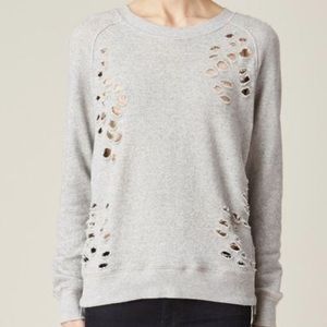 Grey R13 Distressed Sweatshirt with Side Zippers